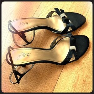 Nordstrom BP black satin dressy sandals si…